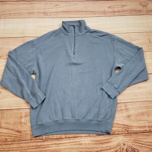 Jamaica Jaxx Sweater Mens Large Gray Outdoors Sweatshirt 1/4 Zip Camp Adult L‎